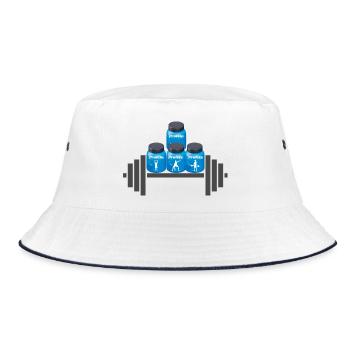 Protein Power Trio Silhouetten - Bucket Hat - Weiß/Navy - Vorne