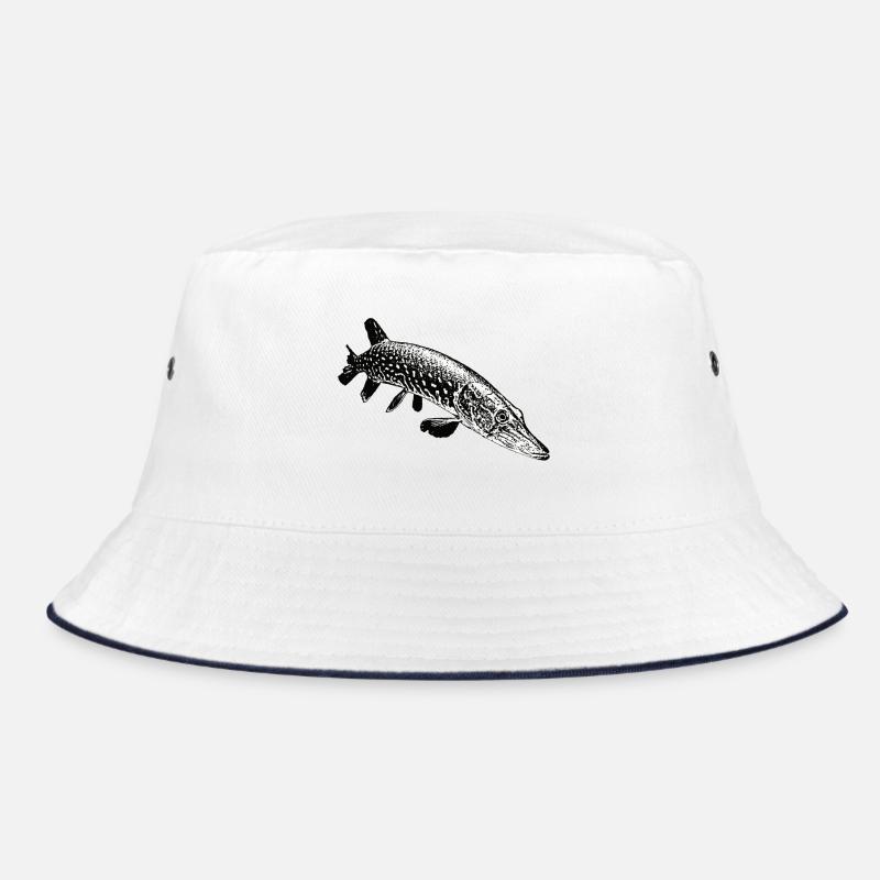 Hecht - Bucket Hat - Weiß/Navy