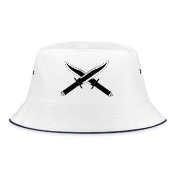 Two knives crossed standing - Bucket Hat - white/navy - Front