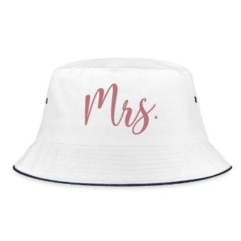 Mrs. Matching Couple Engagement Wedding Honeymoon - Bucket Hat - white/navy - Front