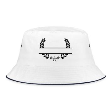 Laurel wreath monogram three stars - Bucket Hat - white/navy - Front