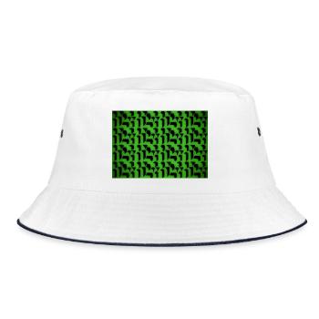 Deco pattern shapes and objects in green-black - Bucket Hat - white/navy - Front