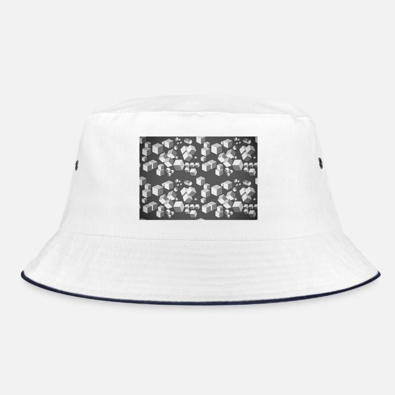 Dekopattern Grau-Weiss Bucket Hat