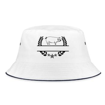 Cochon transparent dans une couronne de laurier. - Bob - blanc/marine - Devant
