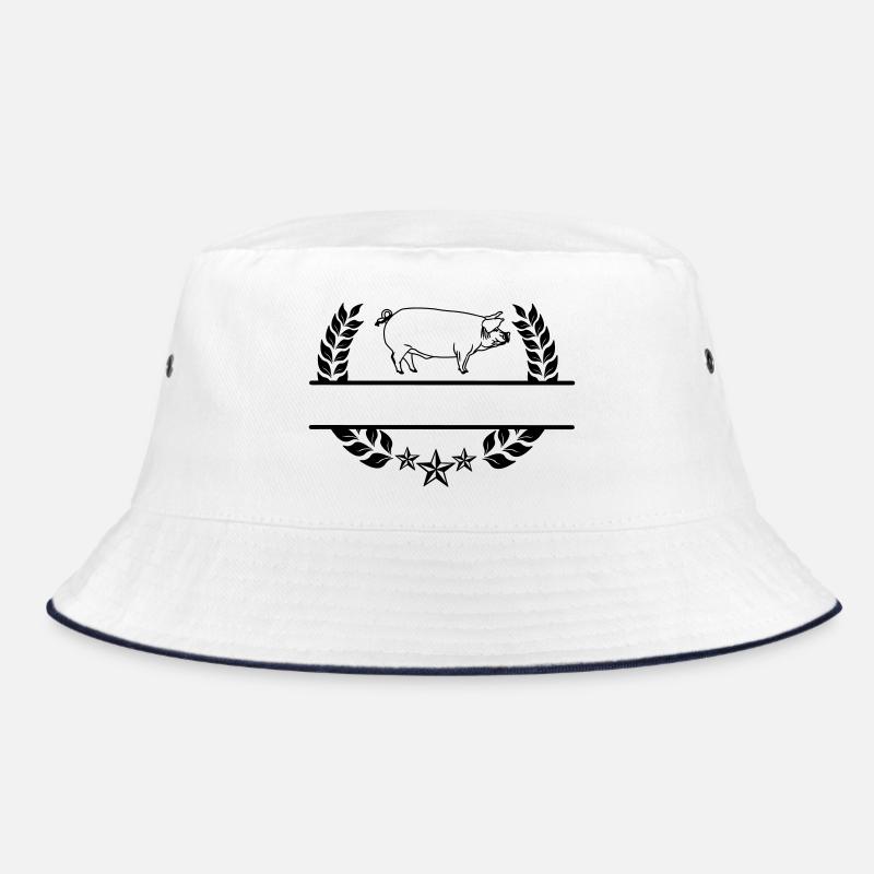 Transparent pig in laurel wreath. Bucket Hat