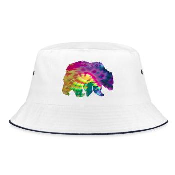 Bear Silhouette Tie Dye Batik Pattern - Bob - blanc/marine - Devant