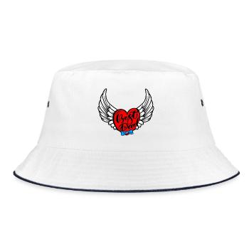 Vaterliebe, geflügeltes Herz - Bucket Hat - Weiß/Navy - Vorne
