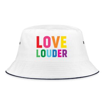 LGBTQ-Pride-Monat - Love Louder - Bucket Hat - Weiß/Navy - Vorne