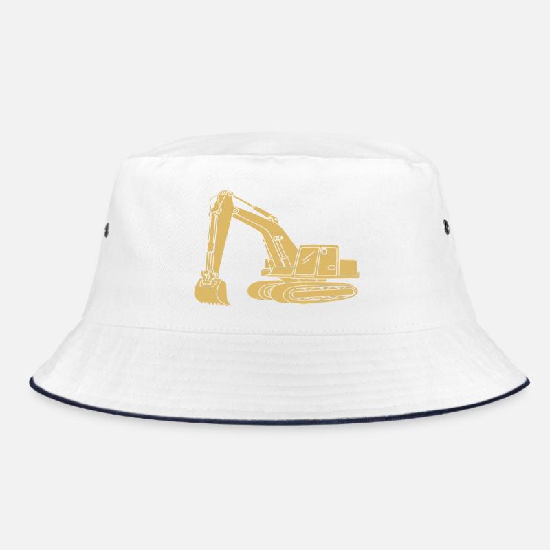 Excavator Driver Silhouette - Construction Equipment Operator Bucket Hat