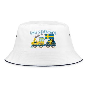 Grattis på födelsedagen Schweden Flagge Fußball - Bucket Hat - Weiß/Navy - Vorne