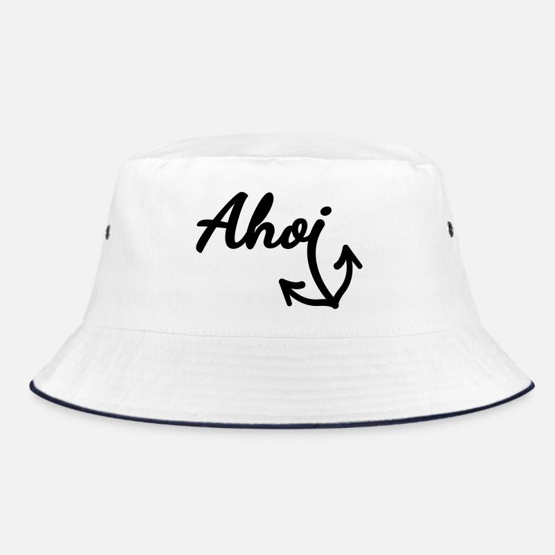 Ahoi (Farbe anpassbar) - Bucket Hat - Weiß/Navy