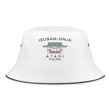 Atami, Izusan-jinja Shrine, Shizuoka, Japan - Bucket Hat - white/navy - Front