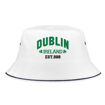Dublin - Irland - Bucket Hat - Weiß/Navy - Vorne