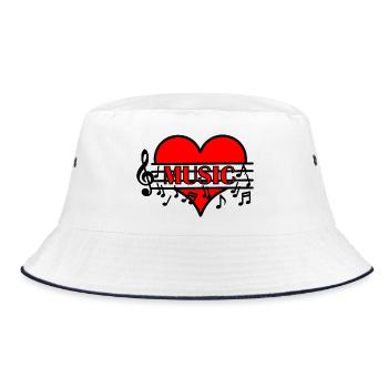 Ich liebe Musik - Bucket Hat - Weiß/Navy - Vorne