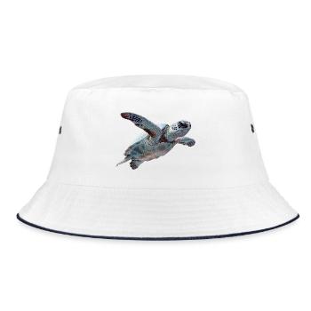 Geometrische Schildkröte Muster - Bucket Hat - Weiß/Navy - Vorne