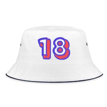 18. 18 YEARS OLD. 18th ANNIVERSARY. BIRTHDAY 18 YEARS. - Bucket Hat - white/navy - Front