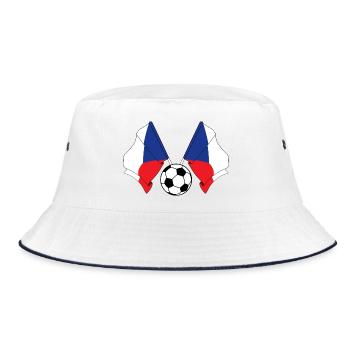 Zwei tschechische Fahnen mit einem Fußball - Bucket Hat - Weiß/Navy - Vorne