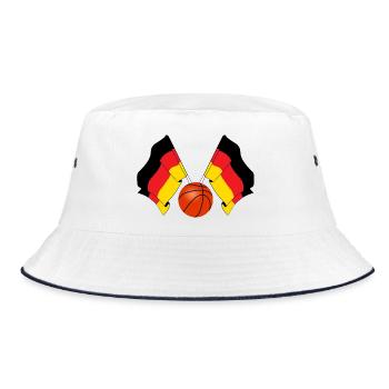 Zwei deutsche Fahnen gekreuzt Basketball Deutschland - Bucket Hat - Weiß/Navy - Vorne
