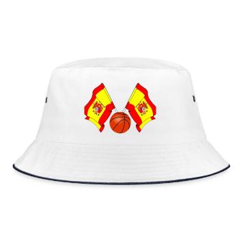 Zwei spanische Flaggen kreuzten Basketball Spanien - Bucket Hat - Weiß/Navy - Vorne