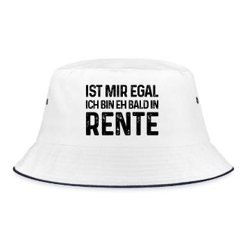 Ist mir egal Ich bin eh bald in Rente - Bucket Hat - Weiß/Navy - Vorne