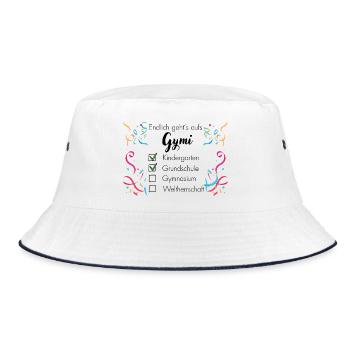 Gymnasium und Weltherrschaft - Bucket Hat - Weiß/Navy - Vorne