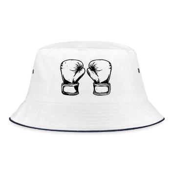 Boxing Gloves Drawing - Bucket Hat - white/navy - Front