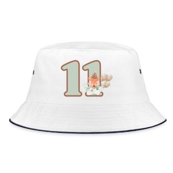 11th Birthday Fox Flowers - Bucket Hat - white/navy - Front