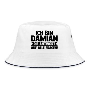 First name Damian - Bucket Hat - white/navy - Front