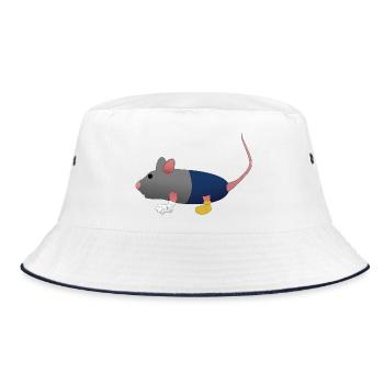 Niedliche Comic-Maus - Bucket Hat - Weiß/Navy - Vorne