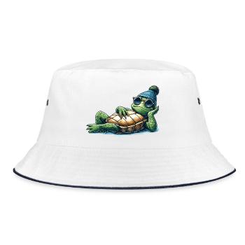 Chill Toad Turtle Cool Chill Gift - Bucket Hat - white/navy - Front