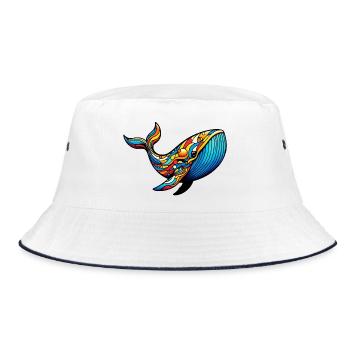 Wal - Bucket Hat - Weiß/Navy - Vorne