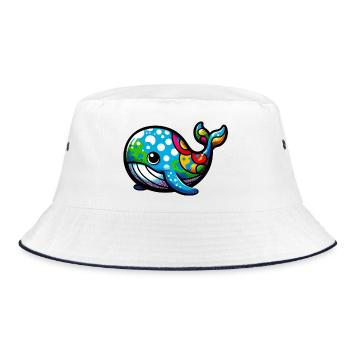 Wal - Bucket Hat - Weiß/Navy - Vorne