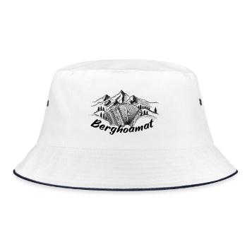 Harmonika Alpen - Berghoamat (b) | Ziac - Bucket Hat - Weiß/Navy - Vorne