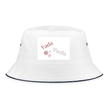 Yada Yada Typography, Simple Brown and Grey Words - Bucket Hat - white/navy - Front