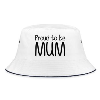 Proud to be a Mom - Mother's Day - Bucket Hat - white/navy - Front