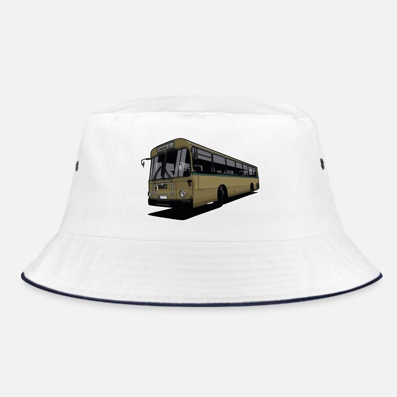 Oldtimer Bus // Illustration - Bucket Hat - Weiß/Navy