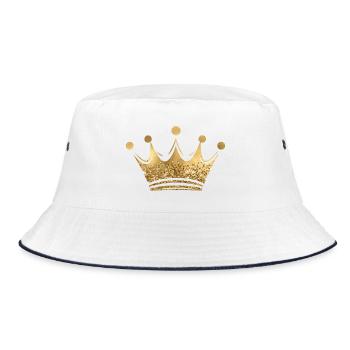 Couronne Reine/Roi Paillettes Dorées Personnalisable - Bob - blanc/marine - Devant