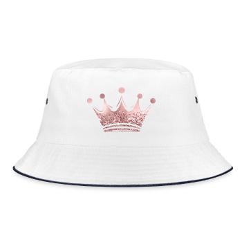 Königin/König Krone Glitter personalisierbar - Bucket Hat - Weiß/Navy - Vorne
