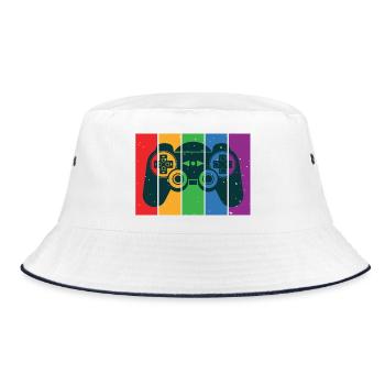 Vintage Retro Gaming Controller - Bucket Hat - white/navy - Front