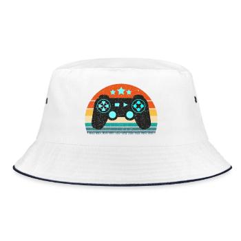 Vintage Retro Gaming Controller - Bucket Hat - white/navy - Front