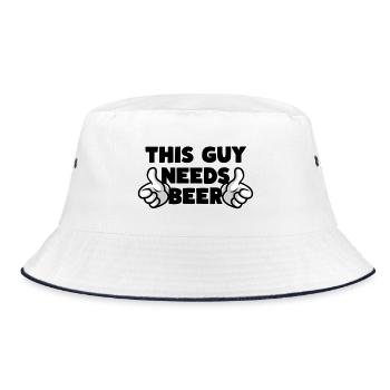 This Guy Needs Beer Bier - Bucket Hat - white/navy - Front