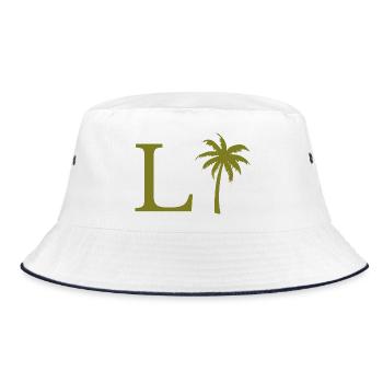 Letter l Green Palm - Bucket Hat - white/navy - Front