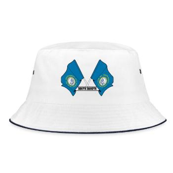 Two flags text SOUTH DAKOTA - Bucket Hat - white/navy - Front