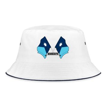 Two flags text MINNESOTA - Bucket Hat - white/navy - Front