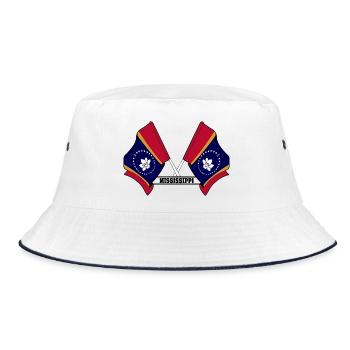Two flags text MISSISSIPPI - Bucket Hat - white/navy - Front