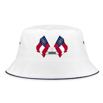 Two flags text GEORGIA - Bucket Hat - white/navy - Front