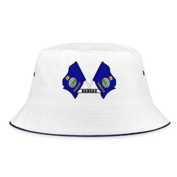 Two flags text KANSAS - Bucket Hat - white/navy - Front