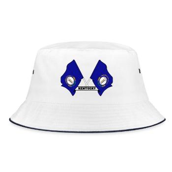 Two flags text KENTUCKY - Bucket Hat - white/navy - Front