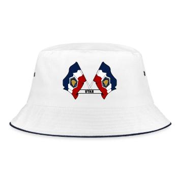Two flags text UTAH - Bucket Hat - white/navy - Front