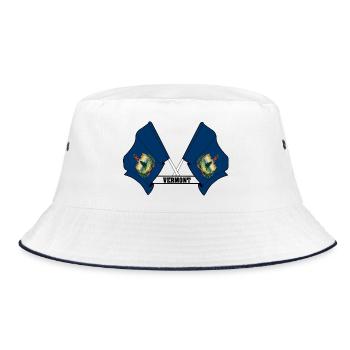 Two flags text VERMONT - Bucket Hat - white/navy - Front
